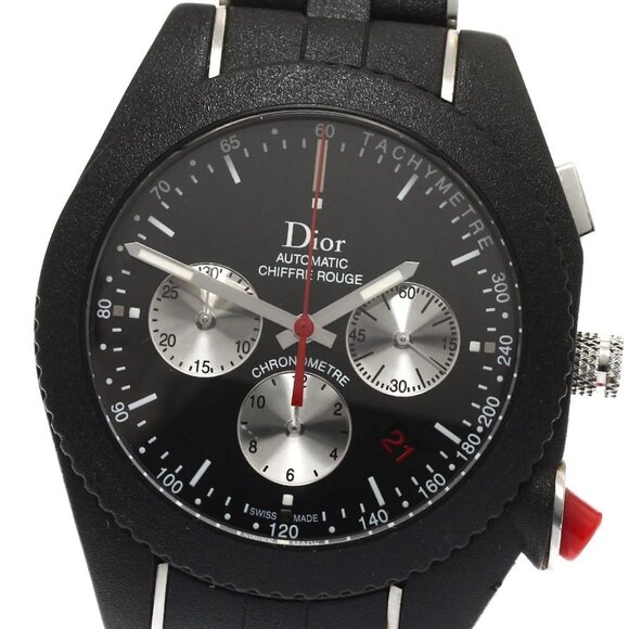 Dior Dior Chiffle Rouge Chrono Black Time Automatic Men's Watch - Picture 1 of 7